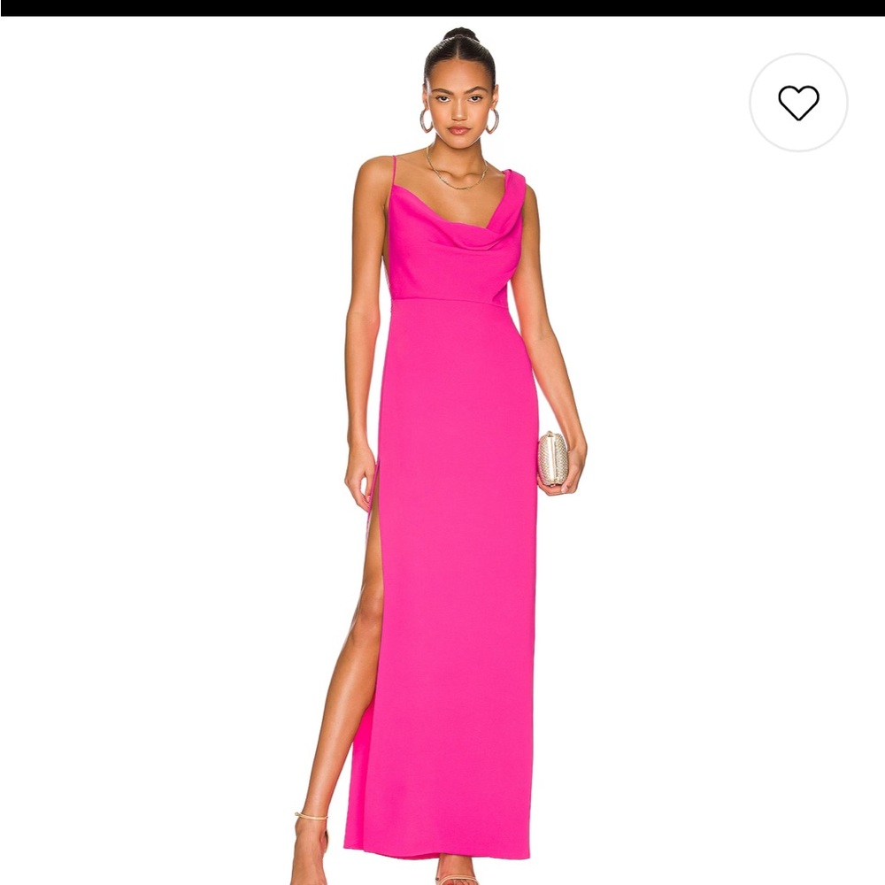 Amanda Uprichard Arial Hot Pink Revolve One Shoulder Backless Gown - size XS